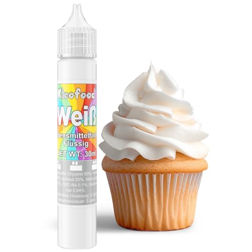 Lebensmittelfarbe - 30ml Hochkonzentriert Lebensmittelfarbe Flüssig, Lebensmittel Farbe für Kuchendekoration, Kunsthandwerk Einfärben, Airbrush, DIY Seifen (Weiß) Lebensmittelfarbe - 30ml Hochkonzentriert Lebensmittelfarbe Flüssig, Lebensmittel Farbe für Kuchendekoration, Kunsthandwerk Einfärben, Airbrush, DIY Seifen (Weiß) von Kicofood