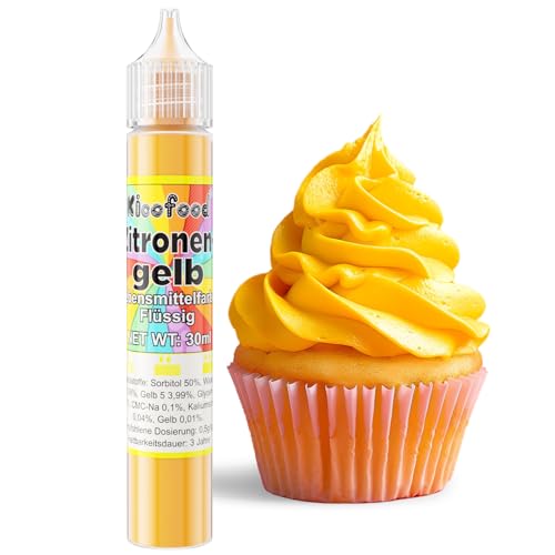 Lebensmittelfarbe - 30ml Hochkonzentriert Lebensmittelfarbe Flüssig, Lebensmittel Farbe für Kuchendekoration, Kunsthandwerk Einfärben, Airbrush, DIY Seifen (Zitronengelb) von Kicofood