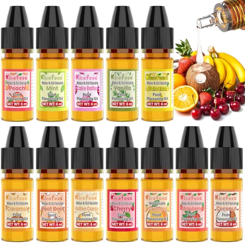 Lebensmittelarom, Kicofood - 12 Konzentrierte Lebensmittel Aromaöl, flavoring oil für Joghurt, Getränke, Desserts, Quark, Kuchen - 6ml Lebensmittelarom, Kicofood - 12 Konzentrierte Lebensmittel Aromaöl, flavoring oil für Joghurt, Getränke, Desserts, Quark, Kuchen - 6ml von Kicofood