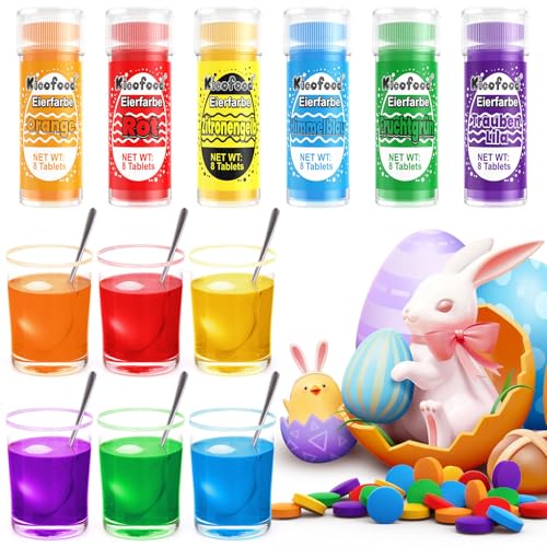 Ostern Lebensmittelfarbe – 48 Stück Eierfarben Ostern Farbtabletten, 6 Farben Ostereierfarbe Tabletten, Eierfarben Osterneierfarben Ostern, Eierfarben Ostern für Kinder Ostern Lebensmittelfarbe – 48 Stück Eierfarben Ostern Farbtabletten, 6 Farben Ostereierfarbe Tabletten, Eierfarben Osterneierfarben Ostern, Eierfarben Ostern für Kinder von Kicofood