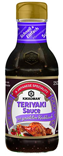 Kikkoman Teriyaki Sauce mit geröstetem Knoblauch 3x 250ml Glasflasche - Teriyaki-Sauce von Kikkoman