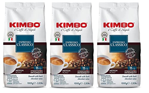 3x Kimbo Espresso Classico Kaffeebohnen Mittlere Röstung Ganze Kaffeebohnen, mittlere Röstung, 1kg Beutel Kaffee von Neapel 3x Kimbo Espresso Classico Kaffeebohnen Mittlere Röstung Ganze Kaffeebohnen, mittlere Röstung, 1kg Beutel Kaffee von Neapel von Kimbo