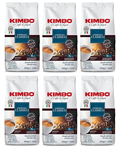 6x Kimbo Espresso Classico Kaffeebohnen Mittlere Röstung Ganze Kaffeebohnen, mittlere Röstung, 1kg Beutel Kaffee von Neapel 6x Kimbo Espresso Classico Kaffeebohnen Mittlere Röstung Ganze Kaffeebohnen, mittlere Röstung, 1kg Beutel Kaffee von Neapel von Kimbo