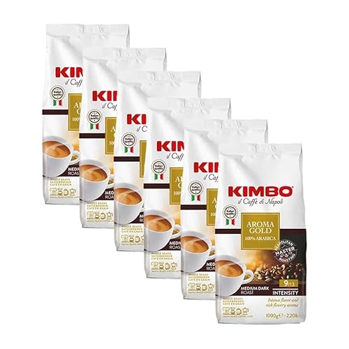 Kimbo Aroma Gold 100% Arabica Kaffeebohnen 1 kg x 6 von Kimbo