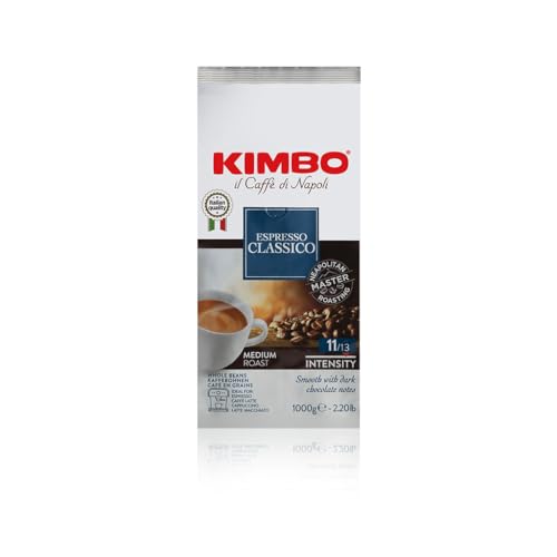 Kimbo Espresso Classico ganze Kaffeebohnen, mittlere Röstung, 1kg Beutel von Kimbo