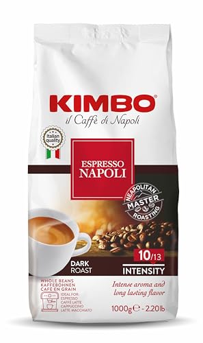 Kimbo Espresso Napoletano ganze Kaffeebohnen, dunkle Röstung, 1kg Beutel von Kimbo