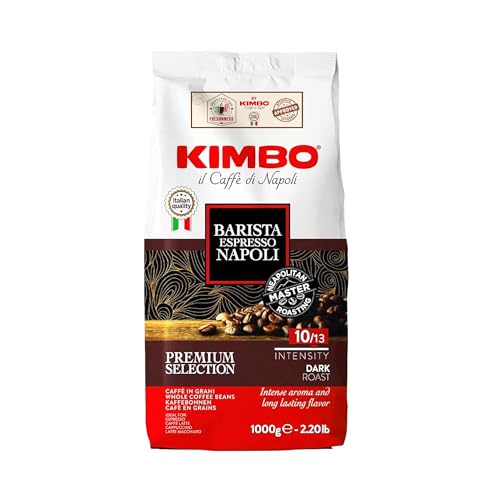 Kimbo Espresso Napoletano ganze Kaffeebohnen, dunkle Röstung, 1kg Beutel von Kimbo