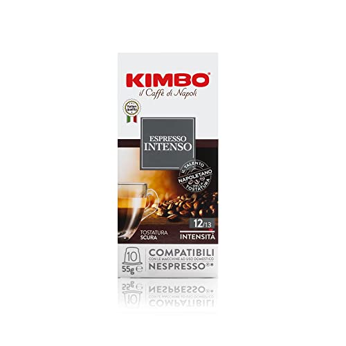 Kimbo Intenso Kaffeekapseln, kompatibel mit Nespresso, 10 Packungen mit 10 Kapseln (insgesamt 100 Kapseln) von Kimbo