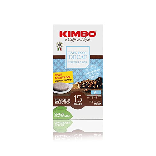 Kimbo Kompostierbare ESE-Pads entkoffeiniert, 8 Packungen mit 15 Pads (insgesamt 120 Pads) von Kimbo