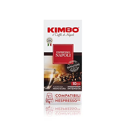 Kimbo Napoli Kaffeekapseln, kompatibel mit Nespresso, 10 Packungen mit 10 Kapseln (insgesamt 100 Kapseln) von Kimbo