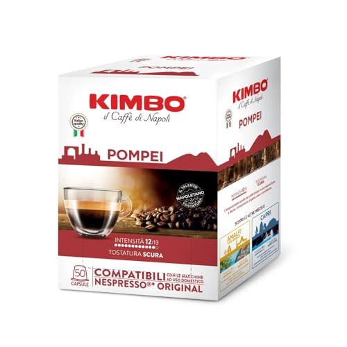 Kimbo Pompei 50 Kapseln, Kompatibel mit Nespresso Original, dunkle Röstung, Kaffekapseln von Kimbo
