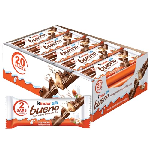 FQDDZ Kinder Bueno Milk Chocolate and Hazelnut Cream, 2 Individually Wrapped Chocolate Bars Per Pack, 1.5 oz each, Bulk 20 Pack FQDDZ Kinder Bueno Milk Chocolate and Hazelnut Cream, 2 Individually Wrapped Chocolate Bars Per Pack, 1.5 oz each, Bulk 20 Pack von Kinder Bueno