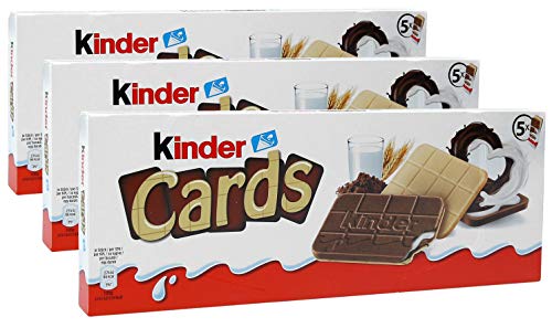 3x Kinder Cards Waffel mit scholokade schoko riegel 5 Stück kekse waffel 128 g von Kinder