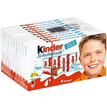 Freundlicher Schokolade Milch und Kakao Schokolade 8 Bars Pack, zehn 100 g/Bar von Kinder