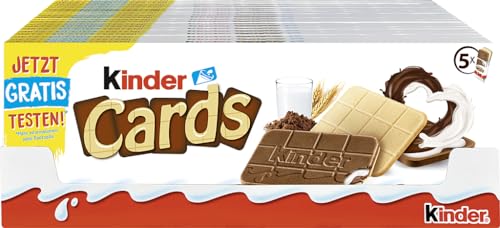 kinder Cards - 20 Einzelpackungen mit je 10 knusprigen Waffeln, cremiger Milch- und Kakaofüllung und Kekswaffel mit kinder-Schokolade-Geschmack von Kinder