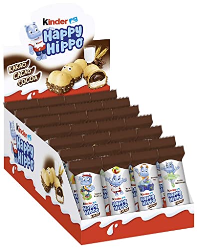 kinder Happy Hippo Kakao – Knusprige Waffelspezialität mit Milch- und Kakaocreme – 1 Packung mit je 28 Einzelriegeln à 20,7g von Kinder