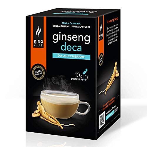 King Cup - 1 Packung mit 10 Zuckerfreier Deca Ginseng Lösliche Beutel, 10 Sticks von 6 Gr für Ginseng Getränk, zu Heißem 60 ml Wasser Geben, Glutenfrei und Laktosefrei King Cup - 1 Packung mit 10 Zuckerfreier Deca Ginseng Lösliche Beutel, 10 Sticks von 6 Gr für Ginseng Getränk, zu Heißem 60 ml Wasser Geben, Glutenfrei und Laktosefrei von King Cup