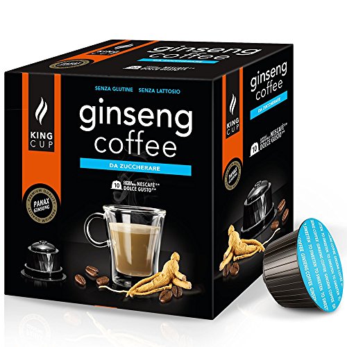King Cup - 1 Packung mit 10 Zuckerfreier Ginseng Kapseln, 10 Kapseln 100% Kompatibel mit dem Nescafè Dolce Gusto-System von Ginseng Getränk, Glutenfrei und Laktosefrei von King Cup