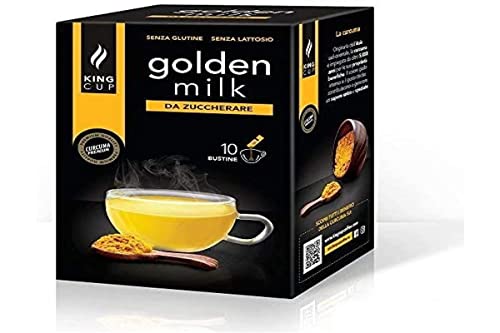 King Cup - 1 Packung mit 10 Zuckerfreier Golden Milk Lösliche Beutel, 10 Sticks von 6 Gr für Golden Milk Getränk, zu Heißem 60 ml Wasser Geben, Glutenfrei und Laktosefrei von King Cup