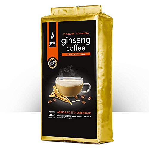 King Cup - 1 Verpackung mit 500 Gr Ginseng mit Brauner Rohrzucker-Löslichem Kaffeepulver zum Süßen, Ideal zum Hinzufügen zu Heißem Wasser, Glutenfrei, Laktosefrei und Gentechnikfrei von King Cup