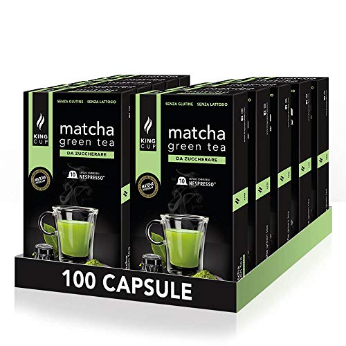 King Cup - 10 Packungen mit 10 Zuckerfreier Matcha-Tee Kapseln, 100 Kapseln 100% Kompatibel mit dem Nespresso-System von Matcha-Tee Getränk, Glutenfrei und Laktosefrei King Cup - 10 Packungen mit 10 Zuckerfreier Matcha-Tee Kapseln, 100 Kapseln 100% Kompatibel mit dem Nespresso-System von Matcha-Tee Getränk, Glutenfrei und Laktosefrei von King Cup