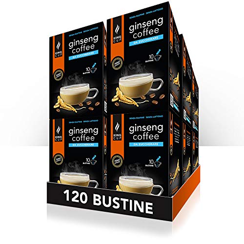 King Cup - 12 Packungen mit 10 Zuckerfreier Ginseng Lösliche Beutel, 120 Sticks von 6 Gr für Ginseng Getränk, zu Heißem 60 ml Wasser Geben, Glutenfrei und Laktosefrei King Cup - 12 Packungen mit 10 Zuckerfreier Ginseng Lösliche Beutel, 120 Sticks von 6 Gr für Ginseng Getränk, zu Heißem 60 ml Wasser Geben, Glutenfrei und Laktosefrei von King Cup