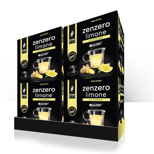 King Cup - 4 Packungen mit 10 Zuckerfreier Ingwer und Zitrone Kapseln, 40 Kapseln Kompatibel mit dem Nescafè Dolce Gusto-System, Getränk mit Zitronen und Ingwergeschmack, Glutenfrei und Laktosefrei King Cup - 4 Packungen mit 10 Zuckerfreier Ingwer und Zitrone Kapseln, 40 Kapseln Kompatibel mit dem Nescafè Dolce Gusto-System, Getränk mit Zitronen und Ingwergeschmack, Glutenfrei und Laktosefrei von King Cup