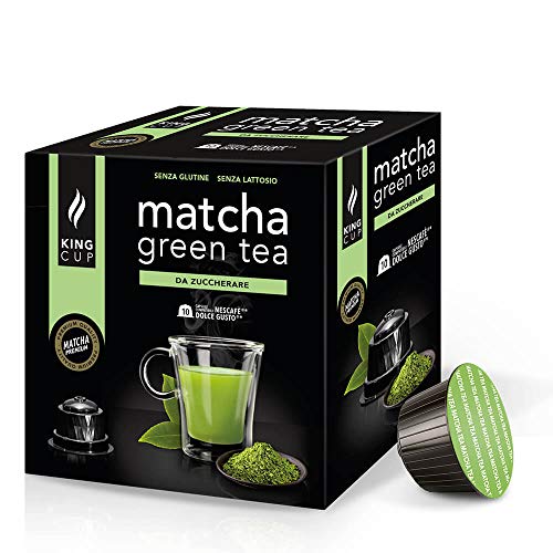 King Cup - 4 Packungen mit 10 Zuckerfreier Matcha-Tee Kapseln, 40 Kapseln 100% Kompatibel mit dem Nescafè Dolce Gusto-System von Matcha-Tee Getränk, Glutenfrei und Laktosefrei von King Cup