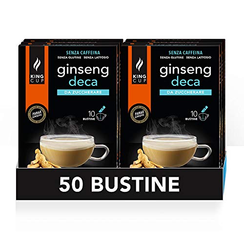 King Cup - 5 Packungen mit 10 Zuckerfreier Deca Ginseng Lösliche Beutel, 50 Sticks von 6 Gr für Ginseng Getränk, zu Heißem 60 ml Wasser Geben, Glutenfrei und Laktosefrei King Cup - 5 Packungen mit 10 Zuckerfreier Deca Ginseng Lösliche Beutel, 50 Sticks von 6 Gr für Ginseng Getränk, zu Heißem 60 ml Wasser Geben, Glutenfrei und Laktosefrei von King Cup