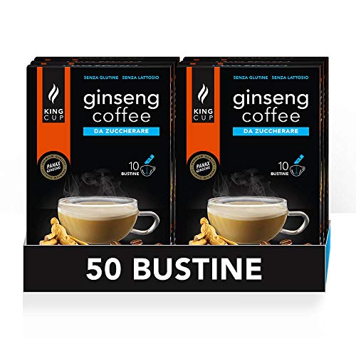 King Cup - 5 Packungen mit 10 Zuckerfreier Ginseng Lösliche Beutel, 50 Sticks von 6 Gr für Ginseng Getränk, zu Heißem 60 ml Wasser Geben, Glutenfrei und Laktosefrei King Cup - 5 Packungen mit 10 Zuckerfreier Ginseng Lösliche Beutel, 50 Sticks von 6 Gr für Ginseng Getränk, zu Heißem 60 ml Wasser Geben, Glutenfrei und Laktosefrei von King Cup