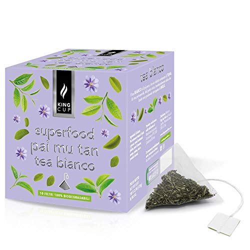 King Cup - Weißer Tee Pai Mu Tan, 4 Packungen mit je 10 biologisch abbaubaren Filtern, Superfood mit reduziertem Theingehalt, 40 Pyramidenfilter, 100% natürliche Zutaten, Made in Italy King Cup - Weißer Tee Pai Mu Tan, 4 Packungen mit je 10 biologisch abbaubaren Filtern, Superfood mit reduziertem Theingehalt, 40 Pyramidenfilter, 100% natürliche Zutaten, Made in Italy von King Cup