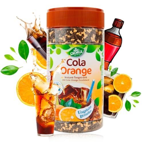 KING GEORGE - Cola Orange Instant Eistee Getränk 12 x 400g Erfrischender Genuss, Krümeltee Instantteegetränk Vorratspackung - Getränkpulver, Erfrischungsgetränk für zuHause, Geburtstag, Party von King George