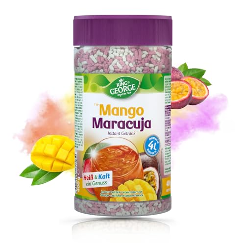 KING GEORGE - Royal Tea Time, Mango Maracuja Geschmack, Instantgetränk 6 x 400 g, 1 Dose ergibt bis zu 4L Erfrischungsgetränk heiß & kalt ein Genuss von King George