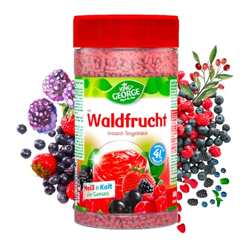 KING GEORGE - Waldfrucht Instant Teegetränk 12 x 400g Waldbeere Instantteegetränk mit Vitamin C - Krümeltee Vorteilspack - Getränkpulver, Erfrischungsgetränk & Durstlöscher für Sommer von King George