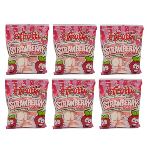efrutti Creamy Dreamy Strawberry Batch | 6 Stück (100 ml Beutel) | Gummy Candy Peg Bag | Bulk King Of Sweets Bag von King Of Sweets