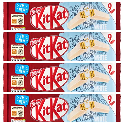 Kit Kat 2-Finger-Set mit 4 x 9 Stangen (36 Stangen) von KitKat, weiße Schokoladentafeln, ideal für Lunchpakete, Picknicks oder einen Snack von Kingdom Supplies