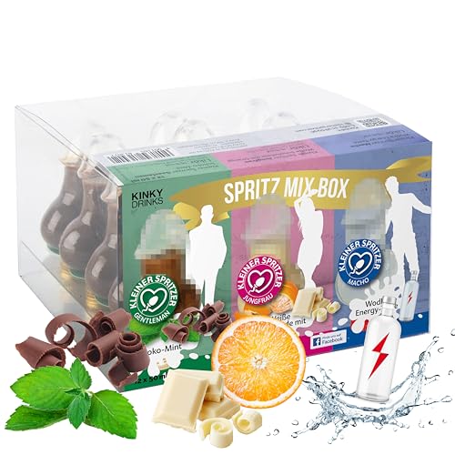 KLEINER SPRITZER Mix Box 12 X 50 mL - 600 ml - 15% Vol. - weiße Schokolade-Orange, dunkle Schokolade-Minze und Wodka-E Liköre von Kinky Drinks