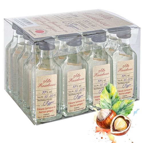 Alte Haselnuss Obstbrand - 20 x 20 mL Exquisiter und milder Schnaps, im Holzfass gelagert, 33% - Entdecken Sie den Premium-Genuss der ALTE Linie aus Deutschland! von Kinky Drinks