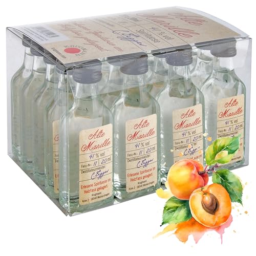 Alte Marille Schnaps - 20 x 20 mL Exquisiter und milder Obstbrand, im Holazfass gelagert, 41% - Entdecken Sie den Premium-Genuss der ALTE Linie aus Deutschland! von Kinky Drinks