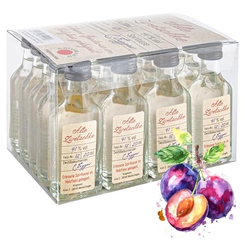 Alte Zwetschke Schnaps - 20 x 20 mL Exquisiter und milder Obstbrand, im Holzfass gelagert, 41 % - Entdecken Sie den Premium-Genuss der ALTE Linie aus Deutschland! von Kinky Drinks