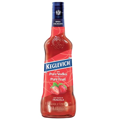 Keglevich Vodka FRAGOLA Pure Fruit Erdbeere aus Italien | 6fach destillierter Weizen-Vodka Mischgetränk | 100% Fruchtsaft | Ohne künstlichen Farbstoffen | 18% Vol | 1 x 0,7l Die Nr. 1 aus Italien von Kinky Drinks