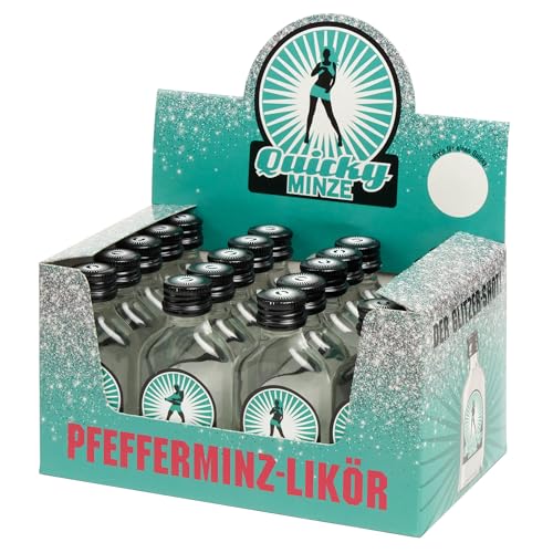 Kinky Drinks QUICKY Pfefferminze Pfefferminzlikör – Glasfläschchen – 20 x 20 ml = 400 ml – 20% Vol. Shot by IN-SPIRIT von Kinky Drinks