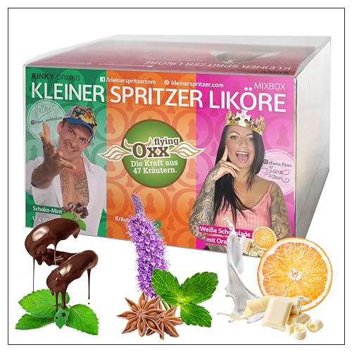 KLEINER SPRITZER Oxx Mix Box, 12 x 50 ml, Liköre 15% Vol., witzige Formfläschchen PET von Kinky Drinks