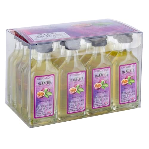 Krugmann MARACUJA Likör 15 Vol. - 20 x 20 ml - 400 ml - Mini Glasfläschchen - Shot Krugmann MARACUJA Likör 15 Vol. - 20 x 20 ml - 400 ml - Mini Glasfläschchen - Shot von Kinky Drinks