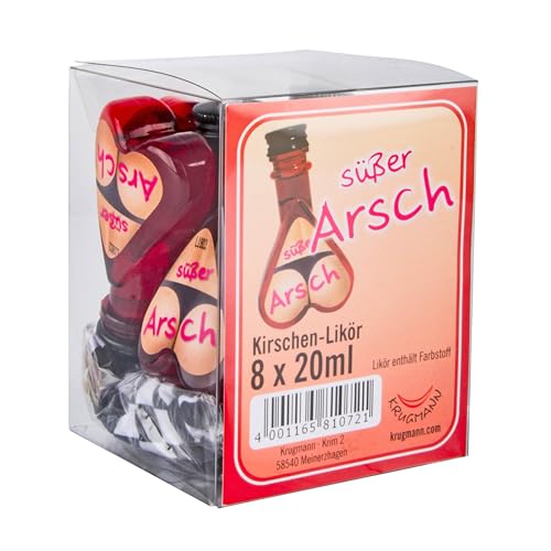 Krugmanns Kirschenlikör Süsser Po 8 x 20 ml - 160 ml - 15% Vol. - herzförmige PET Formflasche von Kinky Drinks