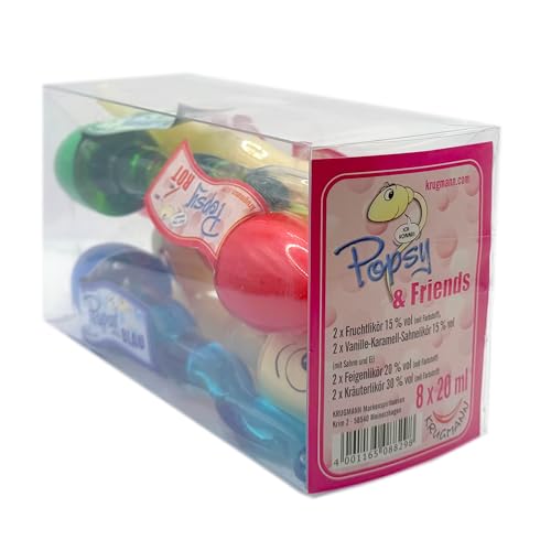 Krugmanns Popsy & Friends Lecker Likör, Grün, Rot, Blau und Sahne gemischt 8 X 0,02 l = 160 ml - 15% Vol. - PET Formfläschchen "fröhlicher Geist" - Geschmack Vanille-Karamell, Feige, Kräuter, Engergy Krugmanns Popsy & Friends Lecker Likör, Grün, Rot, Blau und Sahne gemischt 8 X 0,02 l = 160 ml - 15% Vol. - PET Formfläschchen "fröhlicher Geist" - Geschmack Vanille-Karamell, Feige, Kräuter, Engergy von Kinky Drinks