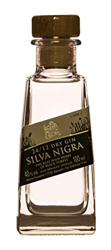 Silva Nigra 24/12 Dry Gin 40% Vol. (1 x 0.1 l) aus dem Schwarzwald mit 24 Kräutern und 12 Gewürzen - Miniatur Probierfläschchen - Mini Probier Flasche ideal als Geschenk von Kinzigbrennerei