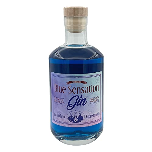 Blue Sensation Gin fruchtiger Handmade Gin mit Farbwechsel | Ändert bei Zugabe von Tonic Water die Farbe | Small batch aus dem Ruhrgebiet | 44% Vol, 0,5l von Kirchhellener Gin
