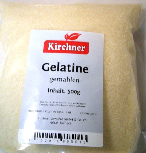 1a Kirchner Gewürze 09635 GELATINE Pulver gemahlen 240Bl. --- Klarsichtbeutel 500g von Dttra