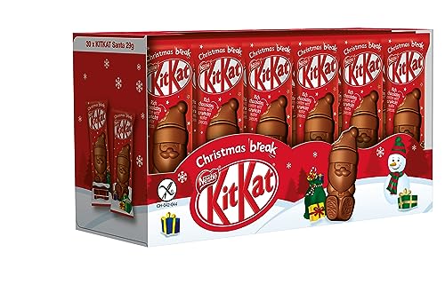 KitKat NESTLÉ KitKat Mini-Weihnachtsmänner aus zartschmelzender Milchschokolade mit Knusperstückchen, einzeln verpackt, 30er Pack (30 x 29g) von Kitkat